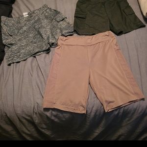 3 pairs shein cargo bike shorts m/l
